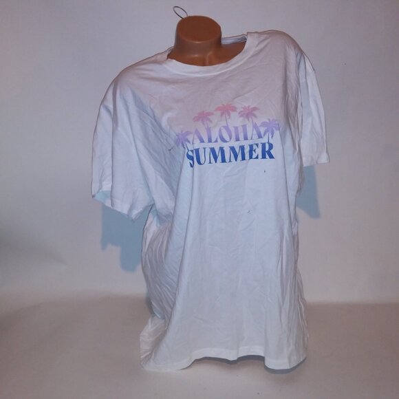Victoria's Secret PINK T Shirt White Campus Tee Aloha Summer Logo Solid Short Sl - Picture 2 of 8